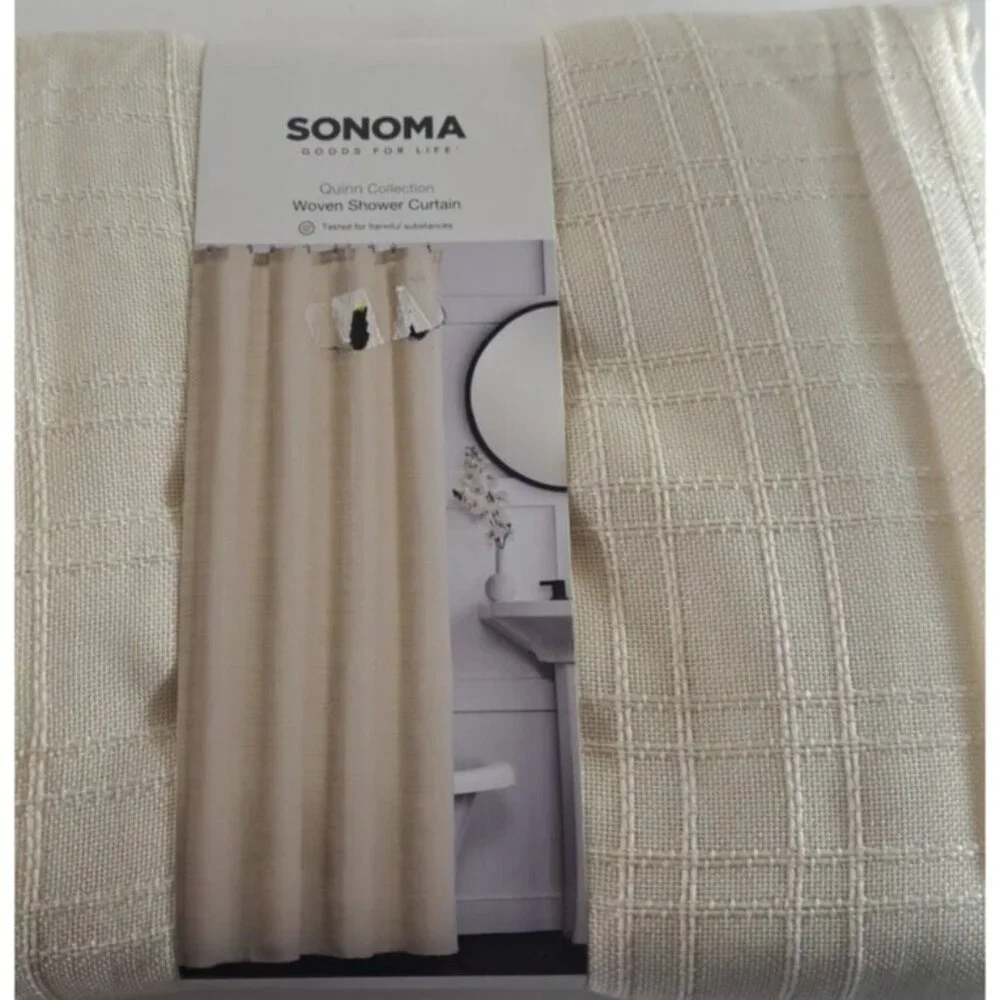 NEW Kohls Sonoma Shower Curtain Ivory Beige Woven Quinn Collection OEKO-TEX